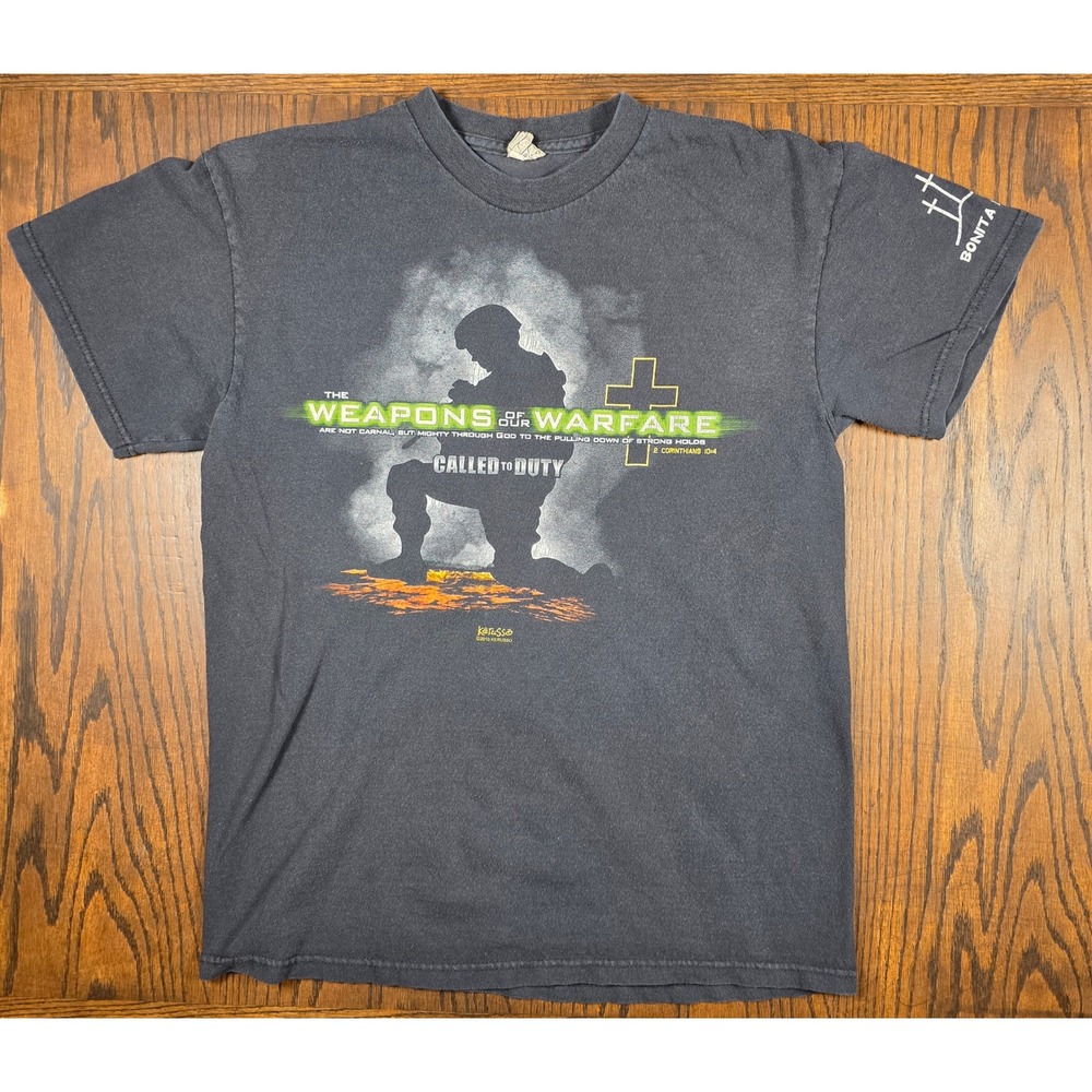 Kerusso Weapons of Our Warfare Called to Duty Black Graphic T-Shirt 2010 Mens M